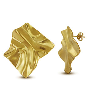 Boucles d'oreilles puces en acier Inox carr&eacute; Dor&eacute;