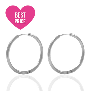 Boucles d'oreilles en acier Inox cr&eacute;oles 20mm Argent&eacute;