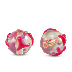 Perles acryliques points Transparent rose-violet