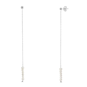 Boucles d'oreilles / puces en acier Inox perles Argent&eacute;