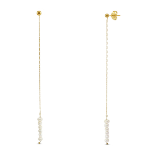 Boucles d'oreilles / puces en acier Inox perles Dor&eacute;