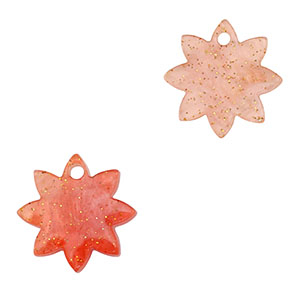 Pendentifs en r&eacute;sine fleur Rouge corail
