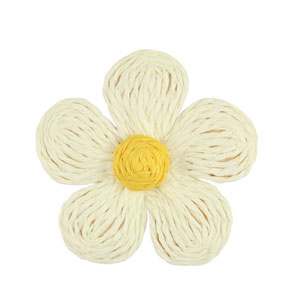 Pendentifs en Raphia fleur 55mm Blanc-jaune
