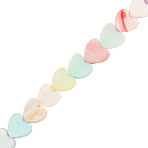 Perles coquillage c&oelig;ur Multicolore pastel