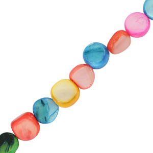 Perles coquillage carr&eacute; Multicolore