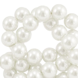Perles en verre cir&eacute;es 6mm Blanc