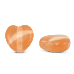 Perles en verre Oeil de chat coeur Orange