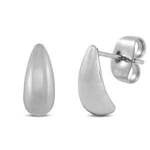 Boucles d'oreilles / puces d&rsquo;oreilles en acier Inox goutte Argent&eacute;