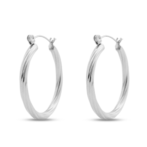 Boucles d'oreilles en acier Inox cr&eacute;oles Argent&eacute;
