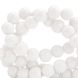 Perles en verre 6 mm opaque Blanc