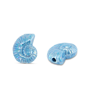 Perles en c&eacute;ramique DQ grecque coquille Bleu