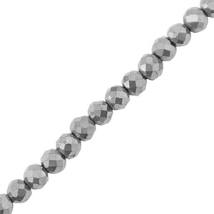 Perles h&eacute;matites facett&eacute;es ronde 3mm Argente