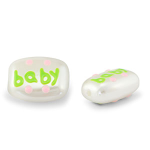Perles acryliques "baby" Perle-vert clair-rose clair