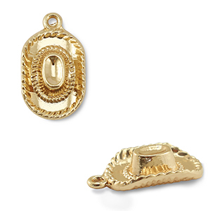 Breloques en m&eacute;tal chapeau de cow-boy Dor&eacute;