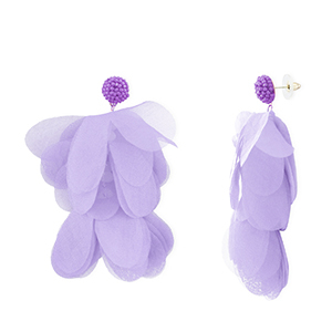 Boucles d'oreilles tendance fleur en mousseline Lavande-dor&eacute;
