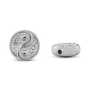 Perles en acier inox Yin & Yang Argent&eacute;