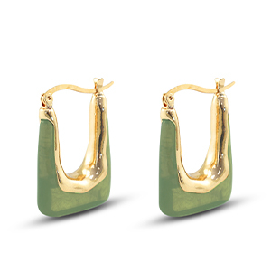 Boucles d'oreilles r&eacute;sine tendance rectangle Dor&eacute;-vert