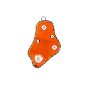 Pendentifs en r&eacute;sine irr&eacute;gulier avec perles Argent&eacute;-orange-blanc