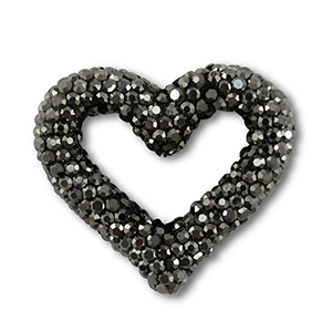 Perles boh&egrave;me coeur Anthracite