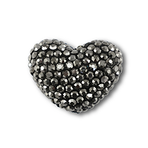 Perles boh&egrave;me coeur Anthracite