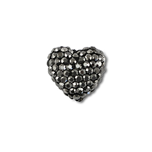 Perles boh&egrave;me coeur Anthracite