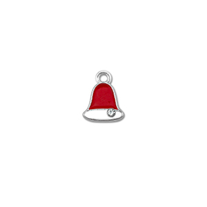 Breloques en m&eacute;tal zirconium cloche de no&euml;l Argent&eacute;-rouge-blanc