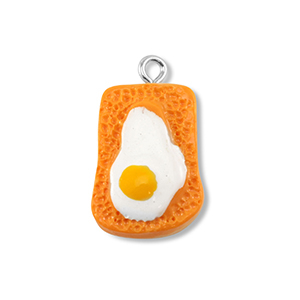 Pendentifs en r&eacute;sine toast avec &oelig;uf Orange-blanc-jaune