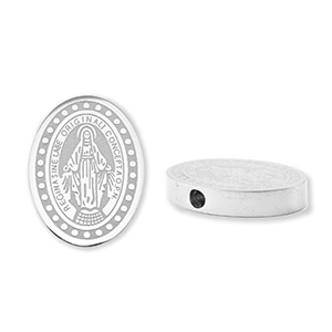 Perles en acier Inox ovale religieuse Argent&eacute;