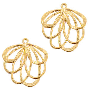 Breloques en m&eacute;tal DQ fleur Dor&eacute; (sans nickel)