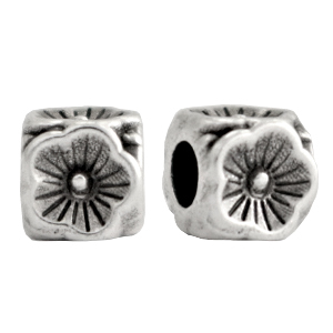 Perles en m&eacute;tal DQ fleur cube 5mm Argent&eacute; antique (sans nickel)