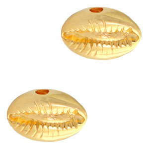 Perles en m&eacute;tal DQ coquille Cauri Dor&eacute; (sans nickel)