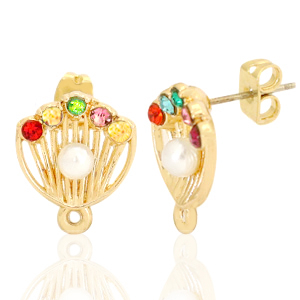 Appr&ecirc;ts en m&eacute;tal DQ puce perle coquille avec anneau Dor&eacute; (sans nickel)