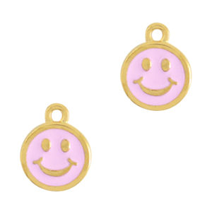 Breloques en m&eacute;tal DQ smiley Dor&eacute;-rose clair (sans nickel)