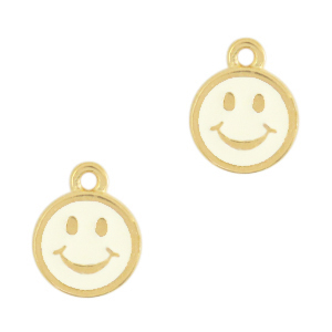 Breloques en m&eacute;tal DQ smiley Dor&eacute;-Blanc ivoire (sans nickel)
