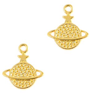 Breloques en m&eacute;tal DQ Saturne Dor&eacute; (sans nickel)