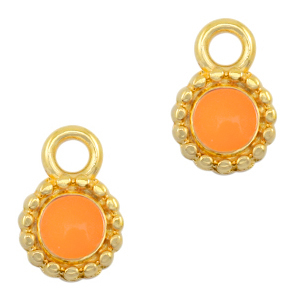 Breloques en m&eacute;tal DQ 8mm Dor&eacute;-orange n&eacute;on (sans nickel)