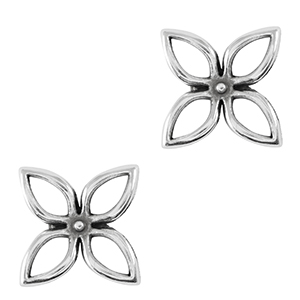 Breloques en m&eacute;tal DQ breloque / connecteur fleur Argent&eacute; antique (sans nickel)