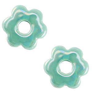 Perles en c&eacute;ramique DQ grecque fleur Turquoise