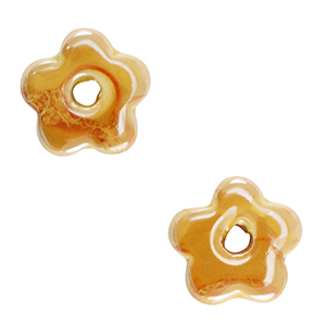 Perles en c&eacute;ramique DQ grecque fleur Jaune chaud