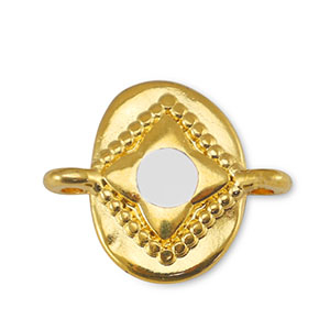 Breloques en m&eacute;tal DQ connecteur ovale Blanc cass&eacute;-Dor&eacute; (sans nickel)