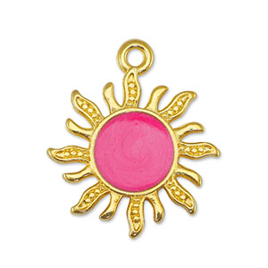 Breloques en m&eacute;tal DQ soleil Perle Rose-Dor&eacute; (sans nickel)