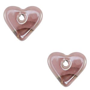Perles en c&eacute;ramique DQ grecque coeur Rose-marron