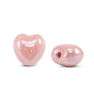 Perles en c&eacute;ramique DQ grecque coeur Rose