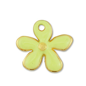 Breloques en m&eacute;tal DQ fleur Dor&eacute;-jaune lime (sans nickel)