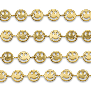 Appr&ecirc;ts en acier Inox cha&icirc;ne maille jaseron smiley D&oacute;re