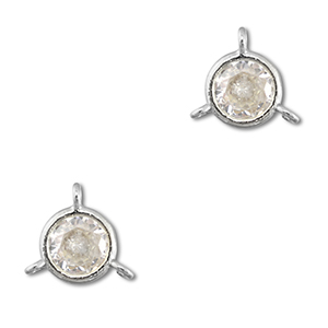 Connecteurs en verre Crystal Glass rond Transparent-argent&eacute;