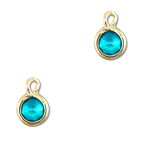 Pendentifs en verre Crystal glass rond Azul aquamarina-dor&eacute;