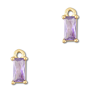 Pendentifs en verre Crystal glass rectangle Lilas clair-dor&eacute;