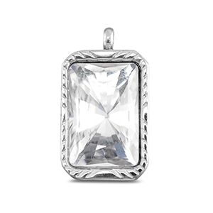 BY31&reg; Breloques en acier Inox rectangle Argent&eacute;