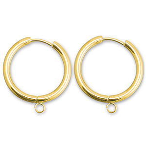 Boucles d'oreilles en acier inox cr&eacute;oles avec anneau 23mm Dor&eacute;